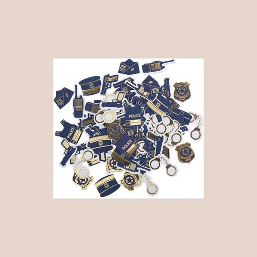 100 confettis police papier marine et or de 2 à 4,5cm