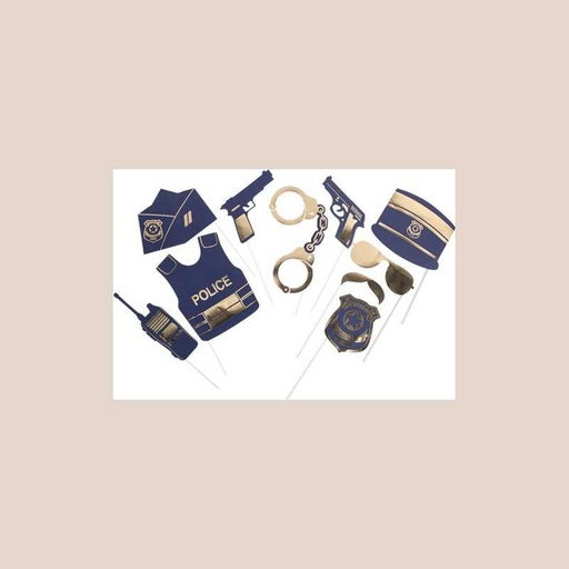 Kit photobooth police papier marine et or 10pcs