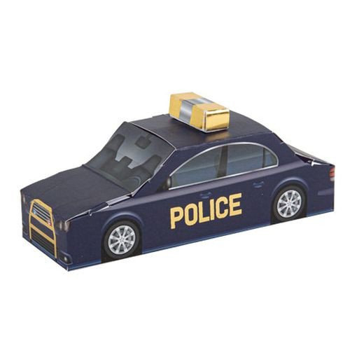 8 contenants voiture police papier marine et or 15x5x5cm