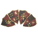 4 sets de table bouclier chevalier papier bordeaux noir et or 28x36cm avec attaches au dos