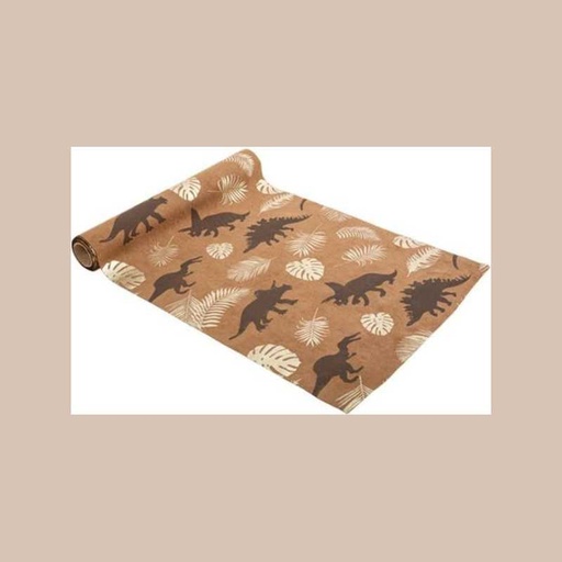 Cdt dinosaure suedine camel floque or et chocolat 28cmx3m