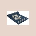Chemin de table badge police effet lin marine et or 28cmx5m