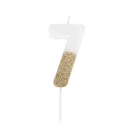  bougie chiffre 7 blanche paillettes