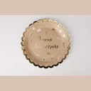 8 assiettes boho joyeux anniversaire blush et or 23cm