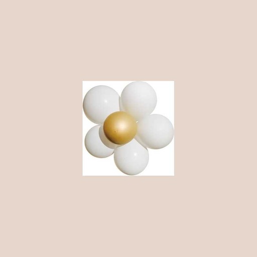 6 marguerites ballons blanches et or 36 ballons