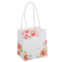 6 sacs cadeaux la vie est belle romantique flowers blancs, 10 x 11 x 7 cm + anses