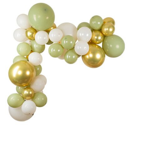 Kit arche de 56 ballons la sauge green creme, vert sauge et or
