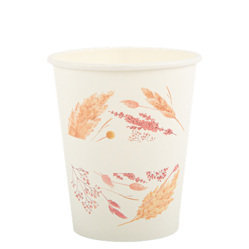 8 gobelets fleurs sauvages blanches , roses et be