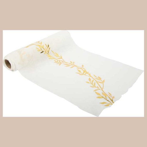 Cdt liseré végétal mousseline blanche et or 28cmx5m