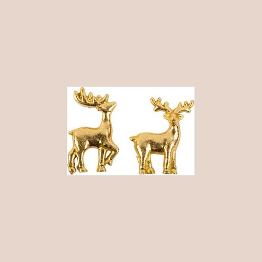 2 cerfs adhésifs résine or antique 6,4x4cm et 5,8x5cm