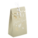 4 sachets joyeux noël botanic vert de gris, velours blanc et or 7,5 x