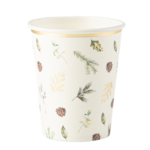 8 gobelets forêt enchantée blanc, v ert, marron 255 ml