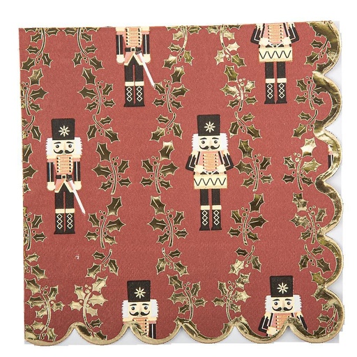 16 serviettes casse-noisette bordea ux, noir et or 3 plis 33 x 33 cm