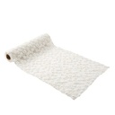 Chemin de table le daisy fleuri voile brodé blanc et or 24cmx3m