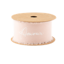 Ruban effiloche amour mousseline de soie blush et blanc 4cm x 3m