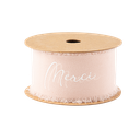 Ruban effiloche merci mousseline de soie blush et blanc 4cm x 3m