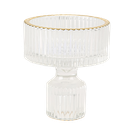 Bougeoir double mauro verre rainure transparent et lisere or 8 x 9 cm gm