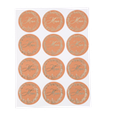 24 stickers merci terracotta et or diam 5 cm