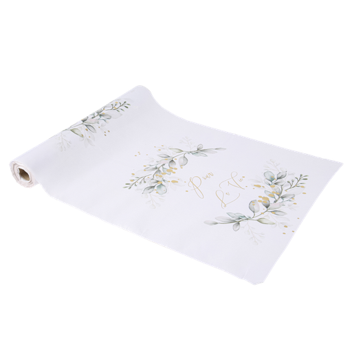 Cdt botanique pour la vie tissu blanc feuillages et or 28cm x 5m