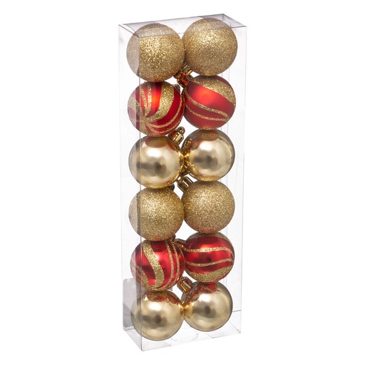 Boule de noel 40mm x12 rouge or