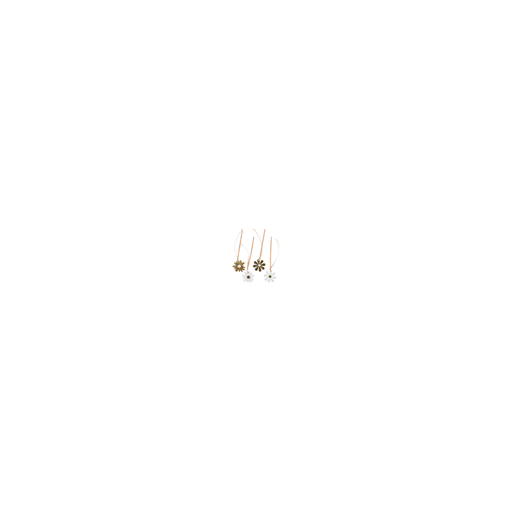 8 etiquettes marguerites camel blanc et or diam 4.5 cm et ruban satin camel