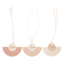 9 étiquettes merci curve nude, blush, terracotta et or 6 x 4 cm et ruban satin blush