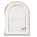 8 assiettes communion purete blanc et or 23.5 x 17 cm
