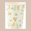 8 gobelets mimosa citrons carton et feuillages 255ml