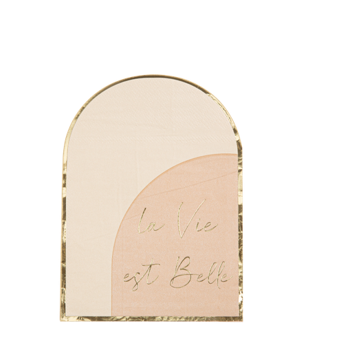 16 serviettes "la vie est belle" curve nude, blush et or 32 x 23,7 cm 3 plis