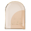 8 assiettes "la vie est belle" curve nude, blush et or 23,5 x 17 cm