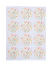 24 stickers merci dahlia blancs couleurs pastel et or diam 5 cm