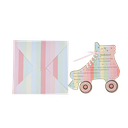 8 invitations mahault pastel et or 14 x 14,5 cm et ruban satin rose + 8 enveloppes pastel