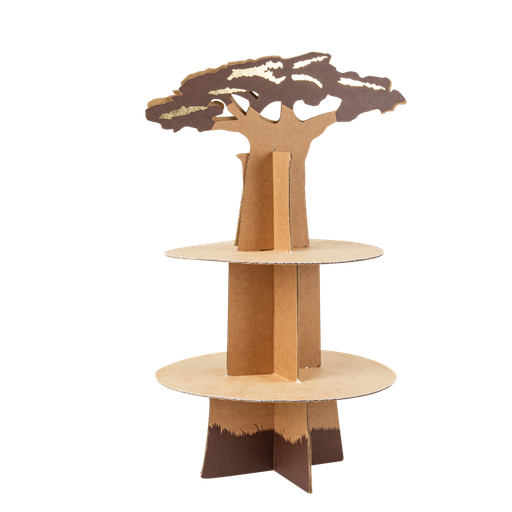 Présentoir safari kraft moka et or 44,5 cm 2 étages