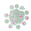 100 confettis happy birthday spring vert sauge, rose et or de 3 a 3,5 cm