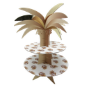 Présentoir tropicool blanc, camel et or 37,5 cm 2 étages