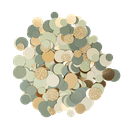 Confettis papier dégrade de vert sauge or et paillettes or de 1,5 à 2,5cm 14g