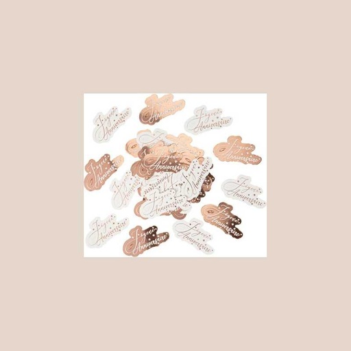 Confettis "joyeux anniversaire" papier rose gold et blanc 2,7x5cm environ 100pcs