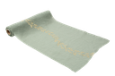 Chemin de table  jolis brins mousseline vert sauge et lisere vegetal or 28cm x 5m
