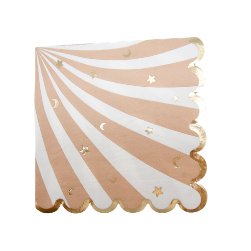 16 serviettes baby nude camel, blanc et or 33 x 33 cm - 3 plis