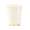 8 gobelets jolis pois carton blanc et or 255ml