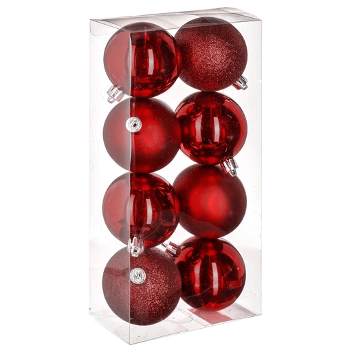 Boule de noel 70mm x8 rouge