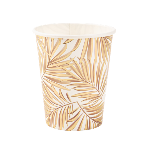 8 gobelets tropicool carton blanc, camel et or 255ml