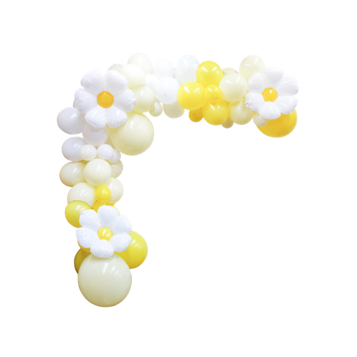 Kit arche de 98 ballons marguerite jaune pale jaune et blanc