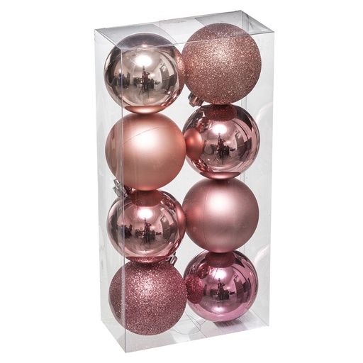 Boule de noel 70mm x8 rose