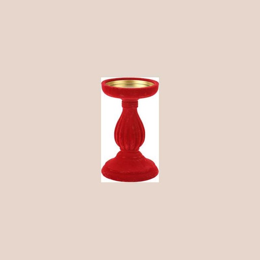 Bougeoir baroque velours rouge ø10,8x17,2cm