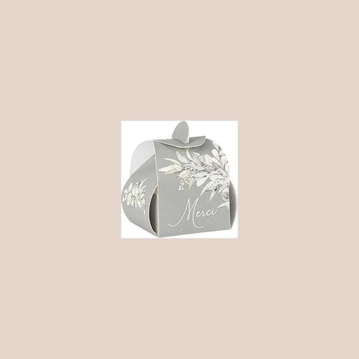10 contenants "merci" greenery papier vert de gris et blanc 5x7cm