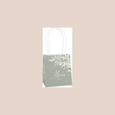 6 sacs "merci" greenery papier vert de gris et blanc 10x11x7cm