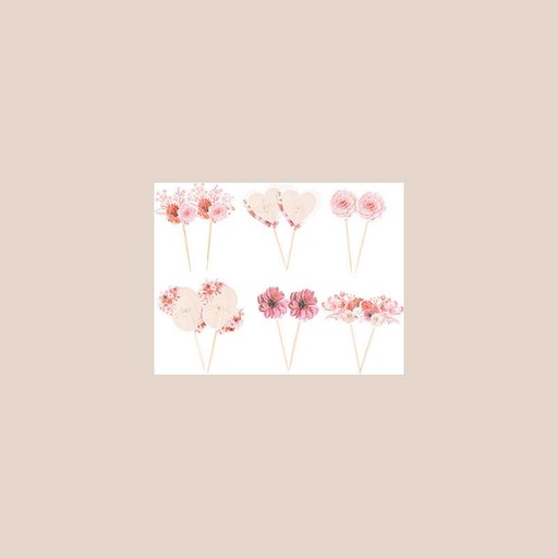 12 pics love to love papier blush, rose et or de 7,5 à 8,5cm