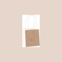 6 sacs "merci" bella terra papier camel, ivoire et or 10x11x7cm