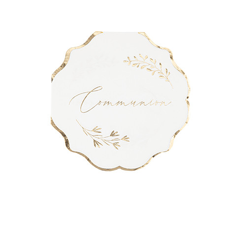 16 serviettes "communion" papier blanc et or 32x32cm - 3 plis